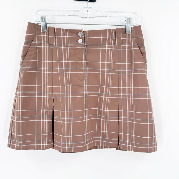 Nike Golf Pants - Nike Golf Women's Pleated Skirt and Skort Size 6P Plaid Brown Polyester Blend